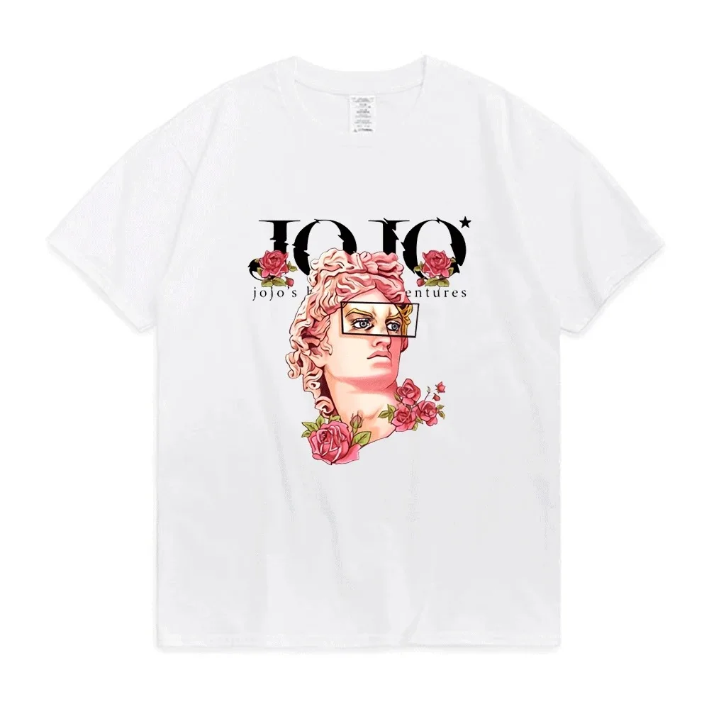 

Summer Japan Jojo Bizarre Adventure Anime Cotton T-Shirt Men and Women Kawaii Jojo Graphic T-Shirt Teen Manga Short Sleeve Top