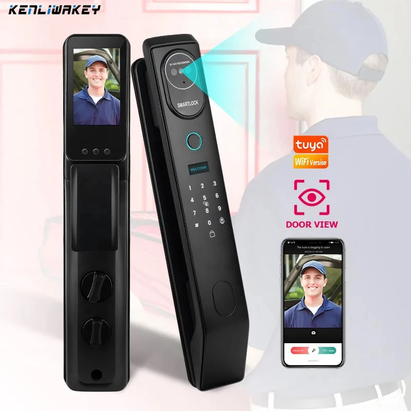 

Tuya Wifi 3D Face Recognition Smart Lock with Camera Fingerprint Password APP Remote Unlock Full Automatic Electronic Door Lock