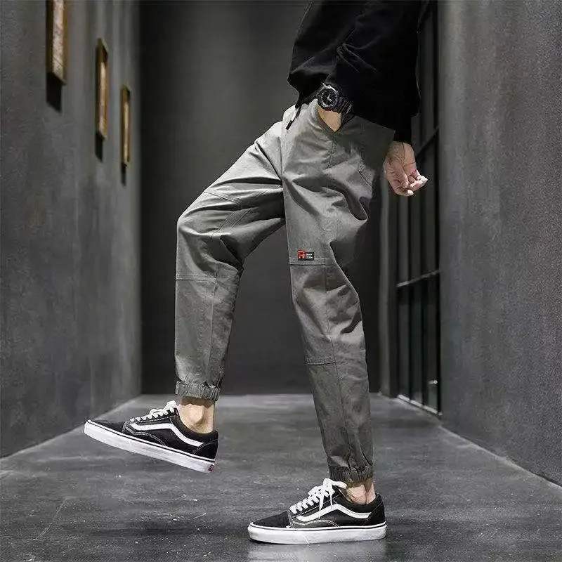 Autumn KPOP Fashion Style Harajuku Slim Fit Trousers Loose All Match Harem Pant Straight Leg Cargo Pants Pockets Casual Pants