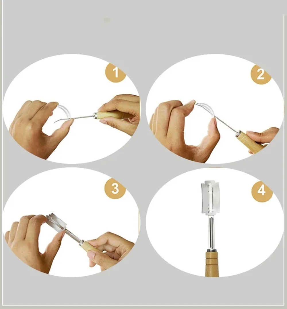Wood Bread Cutter French Bread Blades Kitchen Gadgets Wood Long Handle Baking Accessory European Style Curved Arch Toast Knife baking tool baking accessories bread cutter