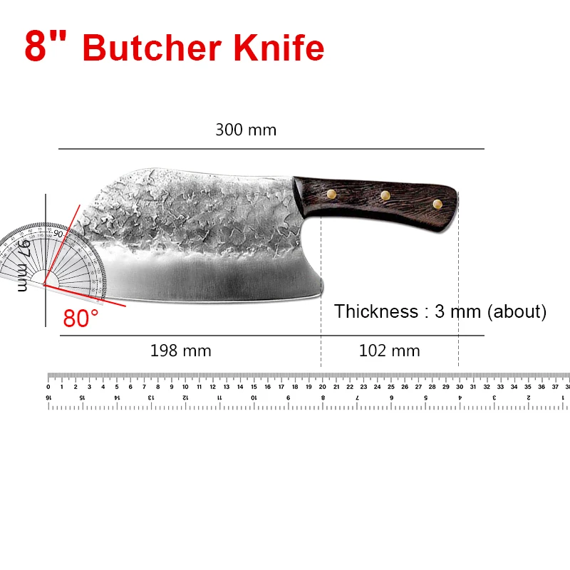 Handmade Forged Kitchen Knife Chef Knife High-carbon Bone Chopper Traditional Butcher Cleaver Slicing Knife Cooking Tools 6