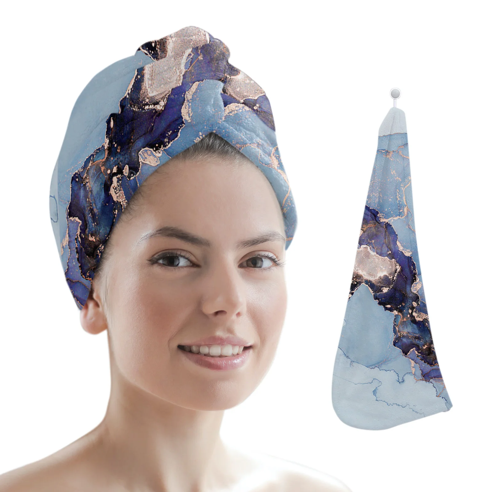 Marble Texture Ink Women Hair Drying Hat Quick dry Hair Towel Cap Hat