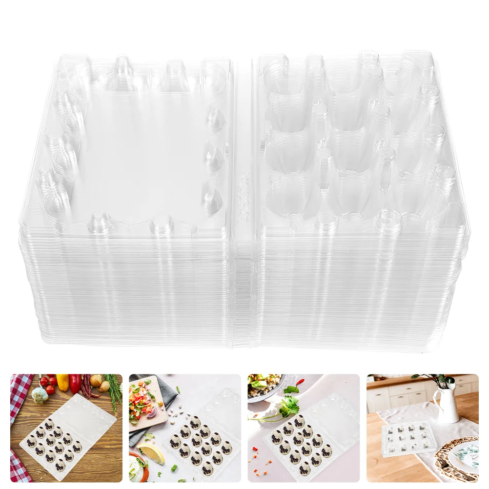 

100 Pcs Carton Quail Egg Box Plastic Containers Mini Dispenser Transparent Holder