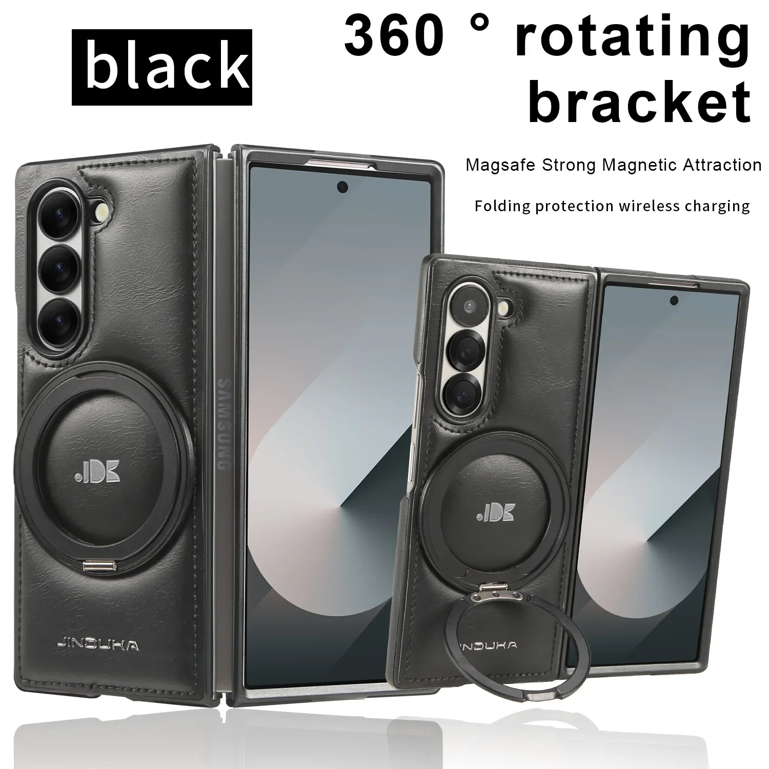 Ring Bracket Leather Case Magnetic Phone Cover For Samsung Galaxy Z Fold 7 6 5 4 3 Magsafe Phone Case Business Leather Shell | Gaffar India