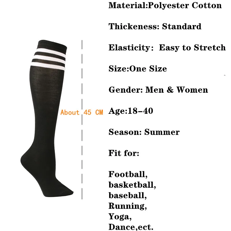 Calcetines de compresión Unisex, medias de fútbol antideslizantes de tubo largo hasta la rodilla, calcetines de fútbol a rayas, calcetines deportivos para correr