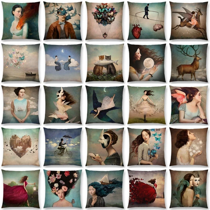 Description Picture 2 of itemNew Elegant Lady Lovely Girl Shakespeare Plays Fantasy Painting Heart Free Wish Sea Cushion Cover Sofa Throw Pillow Case