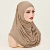 Foulard en chanvre de couleur unie pour femmes, prêt à l'emploi, couvre-cou, Hijabs de sport, châles et enveloppes islamiques sans épingle, nouvelle collection