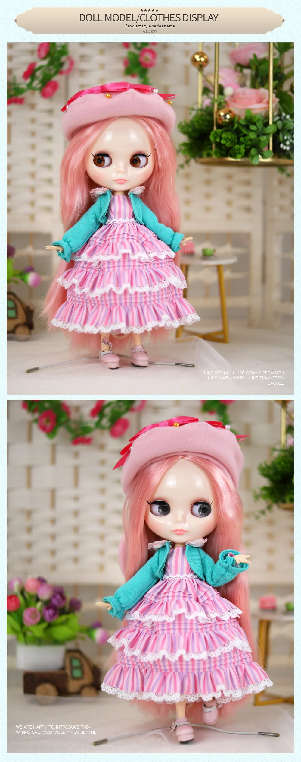 Neo Blythe Doll with Pink Hair, White Skin, Shiny Cute Face & Custom Jointed Body 1