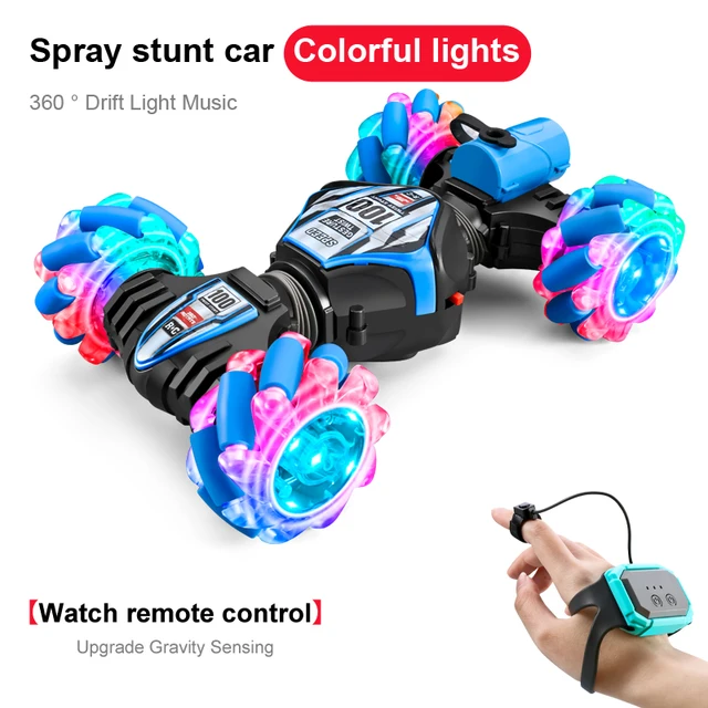 2023 Newest RC Stunt Car 2.4G Remote Control Cars RC Watch Gesture Sensor LED Rotation Gift Electronic Toy for Kids Boys - Black B