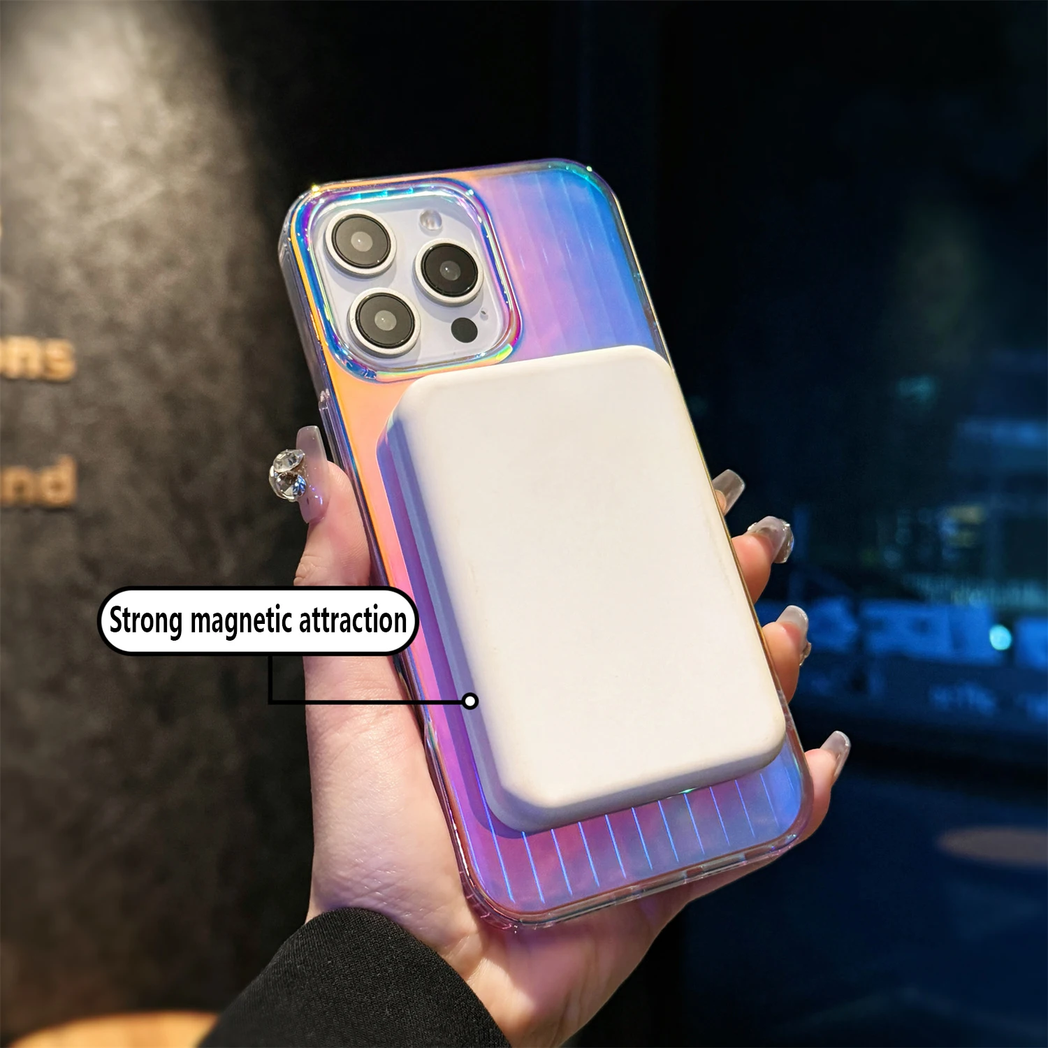 Aurora Gradient Laser Color Luggage-Style Phone Case, Blue