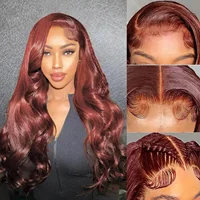 13x4 Reddish Brown Body Wave Lace Frontal Human Hair Wig 13x6 Hd Lace Frontal Wigs Human Hair Wigs Pre Plucked 5x5 Closure Wig 2