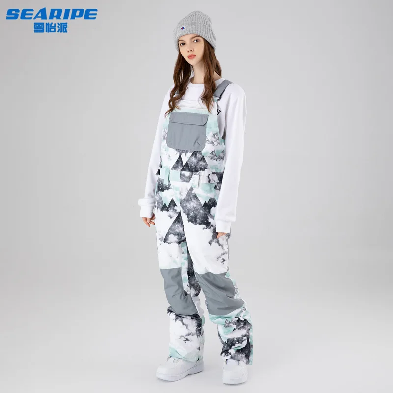 

SEARIPE Ski Bib Overalls Women Men Windproof Waterproof Thermal Clothing Snowboarding Winter Warm Pants Outdoor Sports Jumpsuit