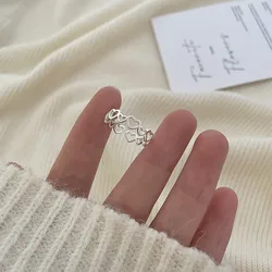 Elegant 925 Sterling Silver Vintage Open Ring for Women - Handmade Jewelry for Parties and Birthdays (As picture)