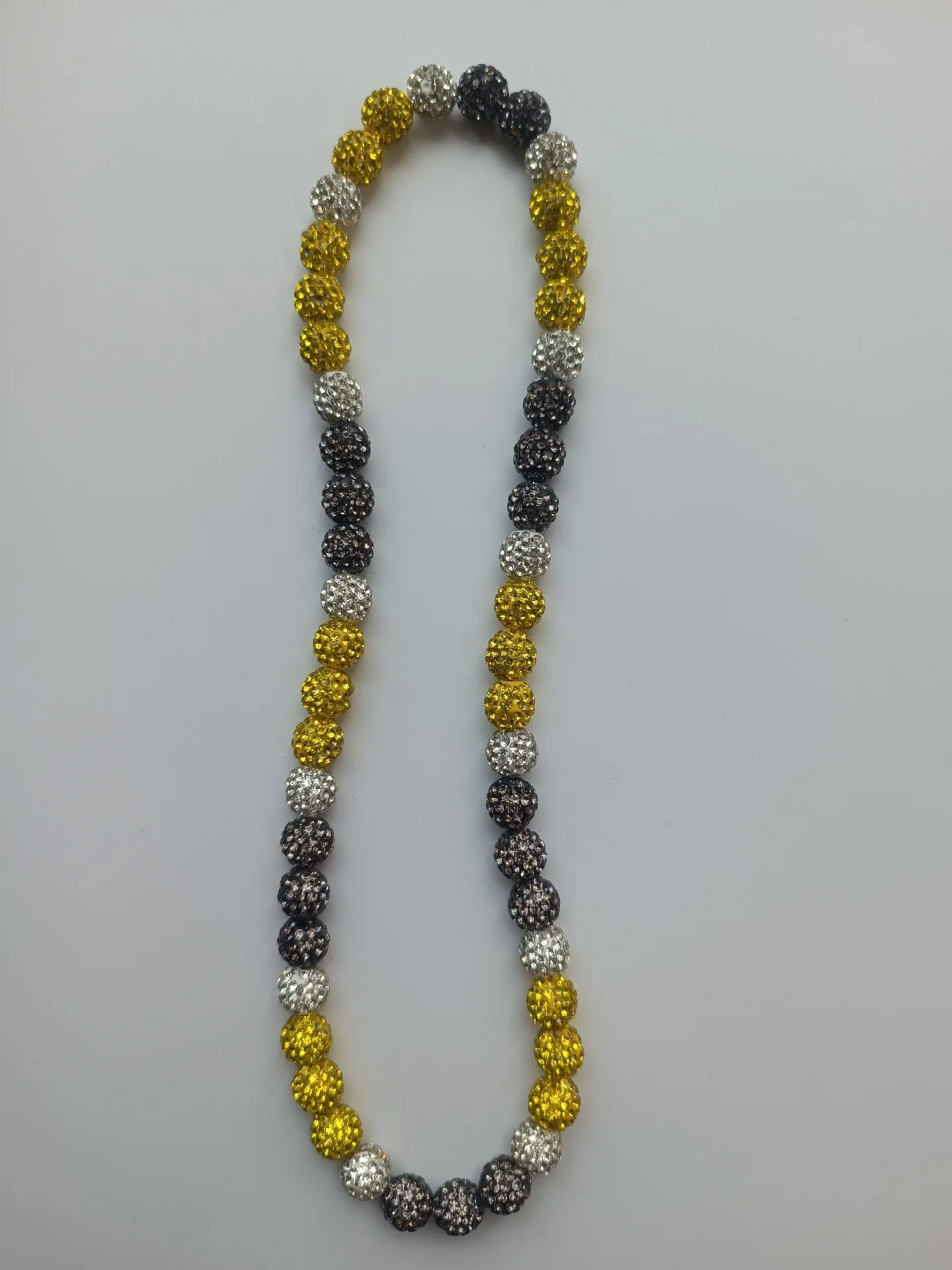 20'' Rhinestone Baseball Inspired Beaded Necklace Discoball