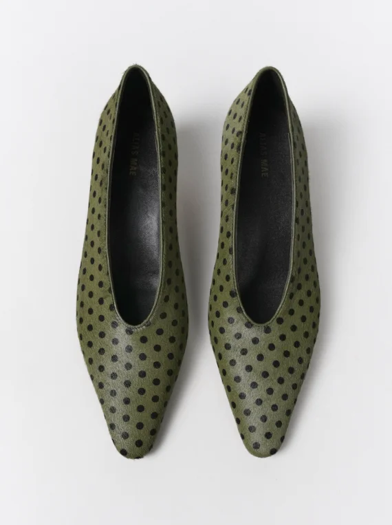 ALIAS MAE 2026 Early Spring New Spotted Horsehair Pointed Low Heel Women's Shallow Mouth Casual Versatile Single Shoes