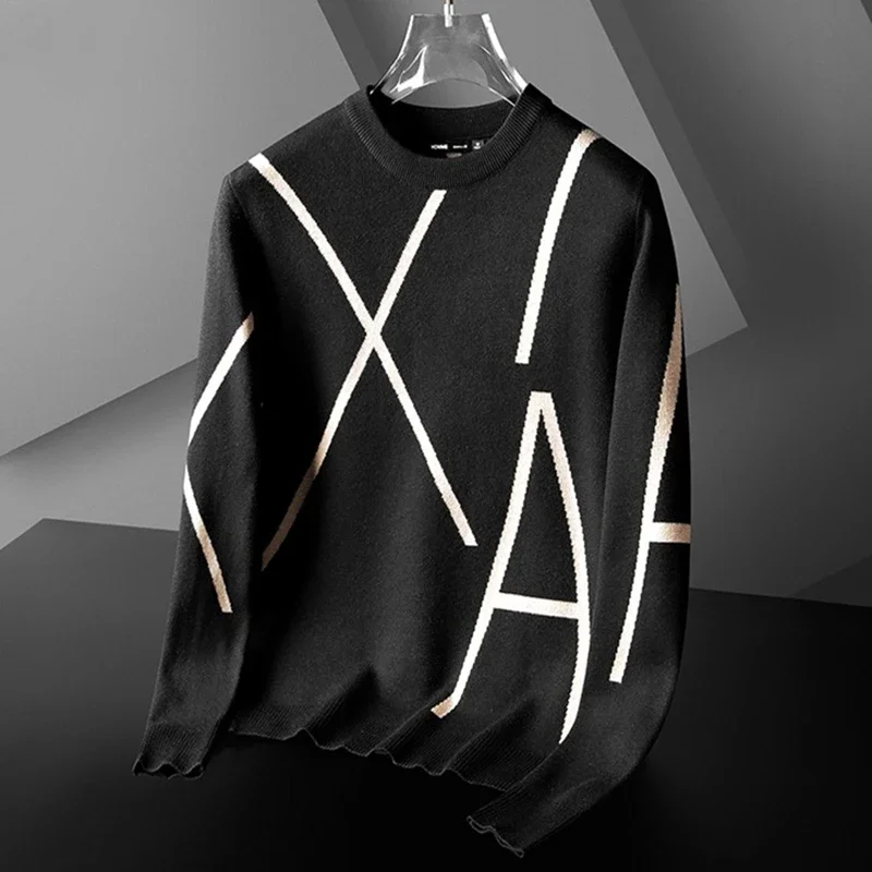 2024 New High-end Brand Wool Pullover Men's Designer Winter Sweater Fashion Geometric Jacquard Casual Pullover Men's Clothing AA