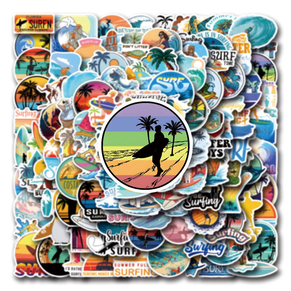 10/30/50/100PCS Cool Summe SURF Graffiti Sticker Decoration DIY Skateboard Laptop Car Phone Surfboard Luggage Waterproof cartoon stickers decorative stickers graffiti stickers