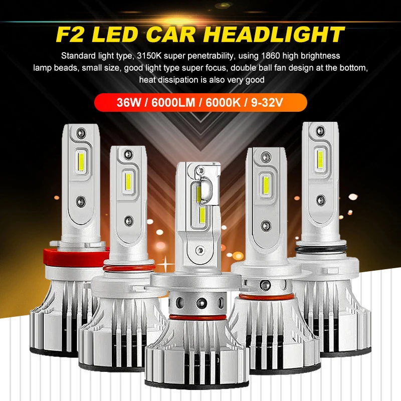 

H4 Car LED Headlight 9003 H1 H7 H8 H9 H11 9005 led 9006 HB3/4 9012 F2 72W 12000LM CSP Chips Turbo Fan 6000K Front Lamps Bulbs