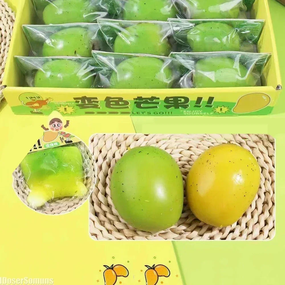 Creative simulated mango rebound fluid ball For venting and decompressing Toy Changes color with temperature sensitivity
