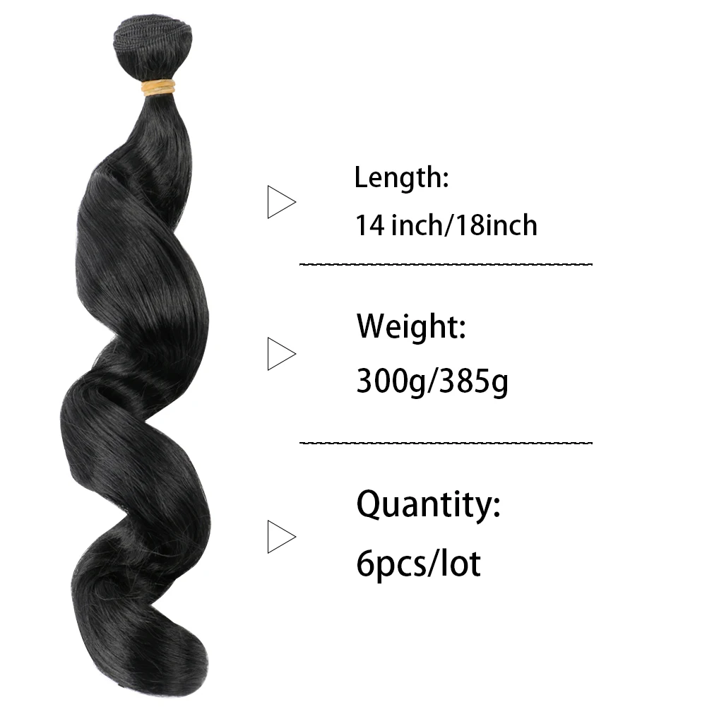 Belle Show Loose Deep Wave Bundles Synthetic Hair Body Wave Bundles 6 Hair Extensions 14 18 Inch for Black Women