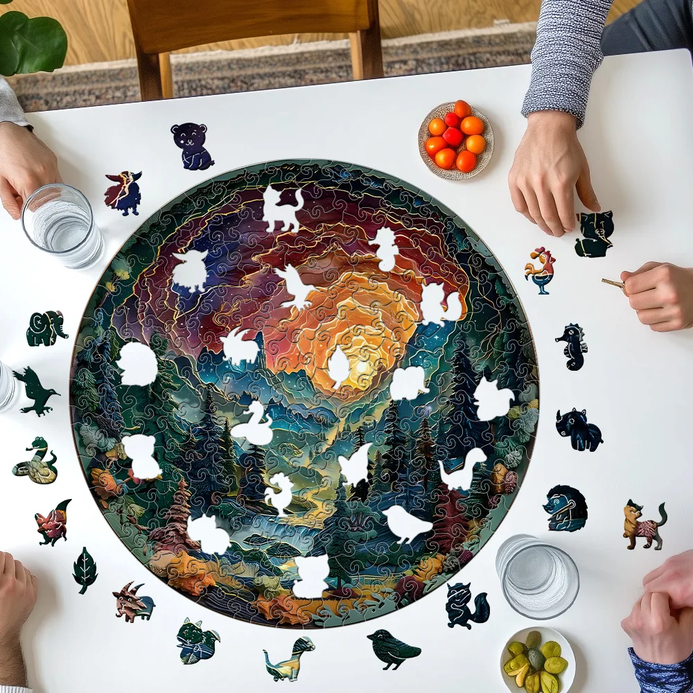 Sunset Forest Puzzle - Unique Wooden Puzzle, Suitable for Family Game Nights, Perfect Christmas, Halloween, Birthday Gifts 5