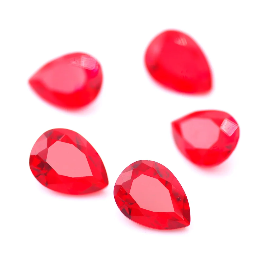 

New 8x12mm 10pcs Water Drop Zircon Artificial Colored Pear Shaped Gemstone High Brilliance White Colored Crystal Zircon