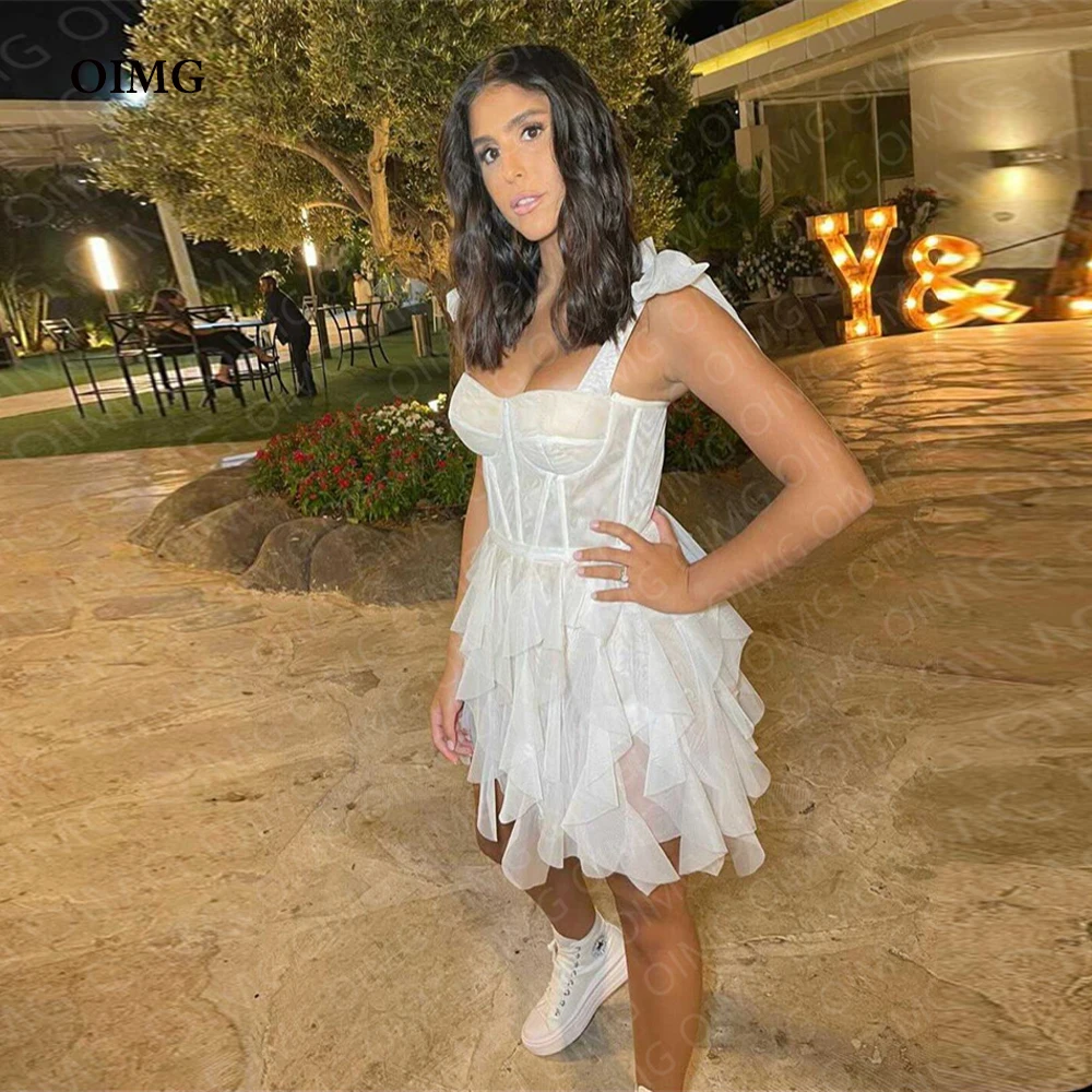 Oimg Senza Maniche Mini A Line Abiti Da Sposa A Strati In Chiffon Sweetheart Short Princess Bride Abiti Da Sposa Robe De Mariage