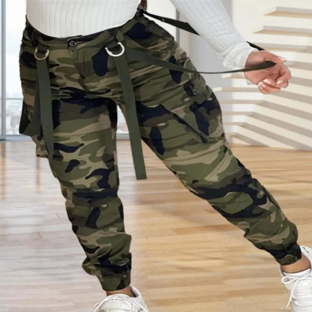 

Terrific Women Trousers Female Clothes Camouflage Print Cool Slim Women Trousers Women Pants Strap