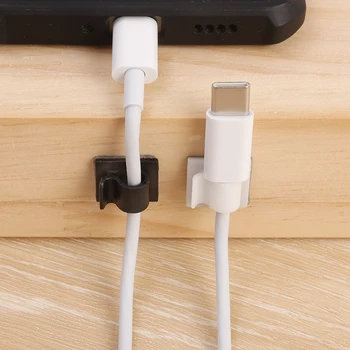 Wire Manager Device Self Adhered Fixed Wire Clamp Light String Storage Hook Charging Data Cable Organization Office Desk Storage 3
