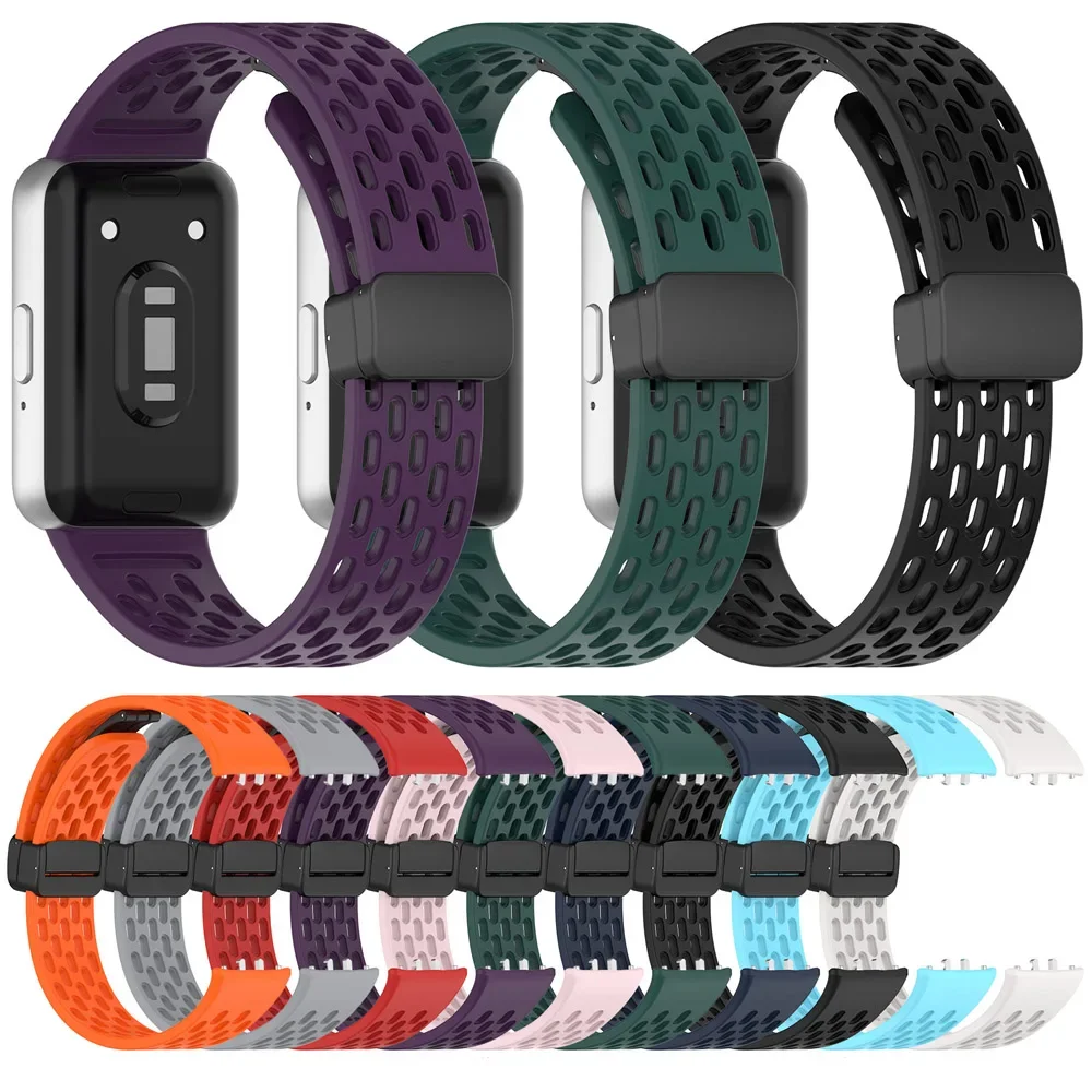 Magnetic D Buckle Sports Silicone Band For Samsung Galaxy Fit 3 Fit3 SM-R390 Replacement Strap Wristband Bracelet  Accessories