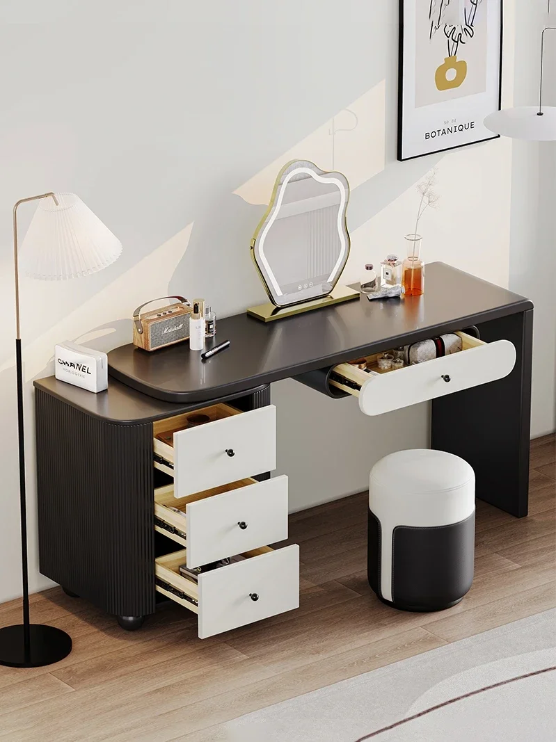 French cream wind dresser bedroom modern minimalist dressing table retro black solid wood closet dressing table one.