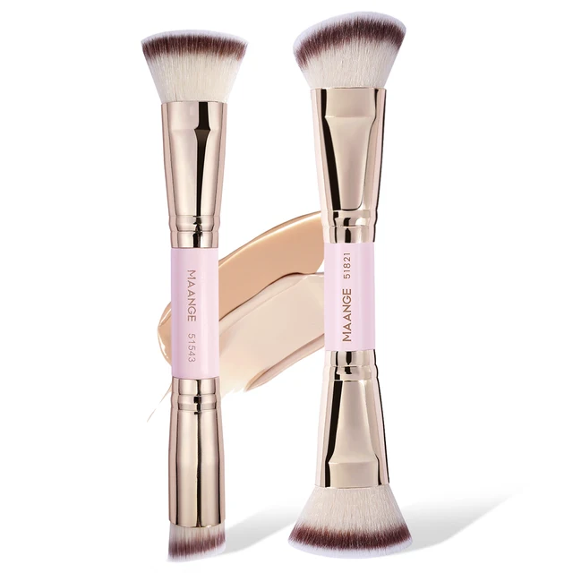 MAANGE 2 pièces ensemble de pinceaux de fond de teint pour crème liquide poudre Contour polissage mélange correcteur visage brosse outils de maquillage cosmétique 1