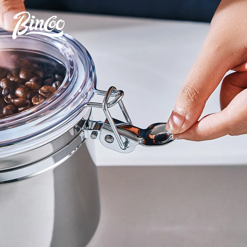 Bincoo Coffee bean storage jar Food grade glass sealed container of coffee  powder vacuum storage container with spoon - AliExpress