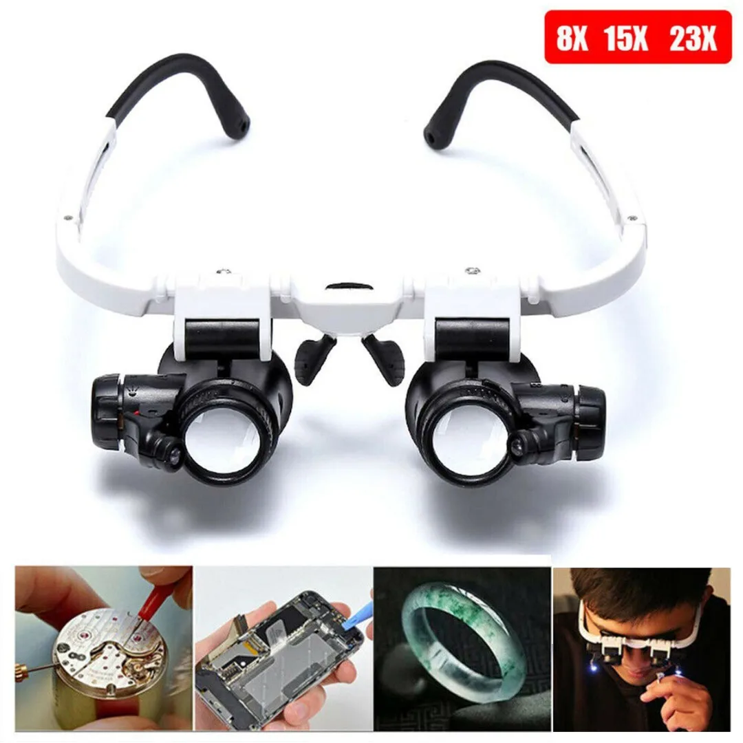 

Magnifier Magnifying Eye Glass Loupe Jeweler Watch Repair Kit w/ LED Light