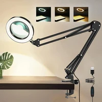 5X Magnifying Glass with Light 2-in-1 LED Lighted Magnifier 3 Color Modes Stepless Dimmable Hands Free Magnifying Desk Lamp 1