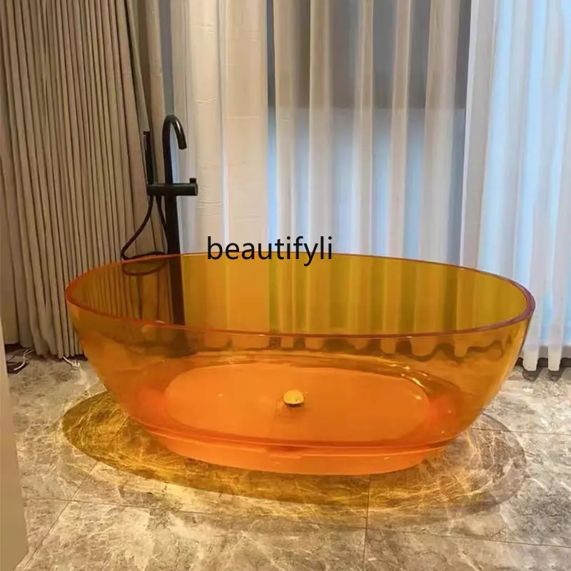 

yj Crystal Bathtub Color Transparent Cylinder Artificial Stone Independent Couple Bathtub