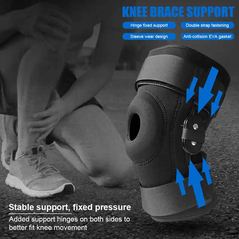 Hinged Knee Brace Support Gel Patella Support Removable Dual Side Stabilizers Relieves Arthritis Meniscus Tear Acl 1Piece