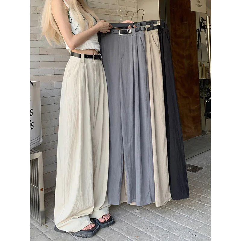 White Suit Casual Pants Women's Summer 2023 New Dropping Floor Dragging Pants Loose High Waist Straight Leg Wide Leg Pants hz18112 over wide temperature range astm d2265 lubricating grease dropping point apparatus for sale