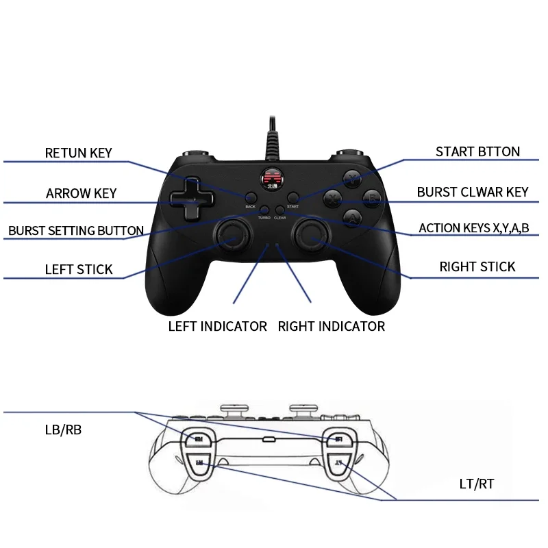 BEITONG  Ʈѷ BETOP D2E  е, PS3 PC TV ڽ   ܼ X ̴ ڵ, USB  ̽ƽ
