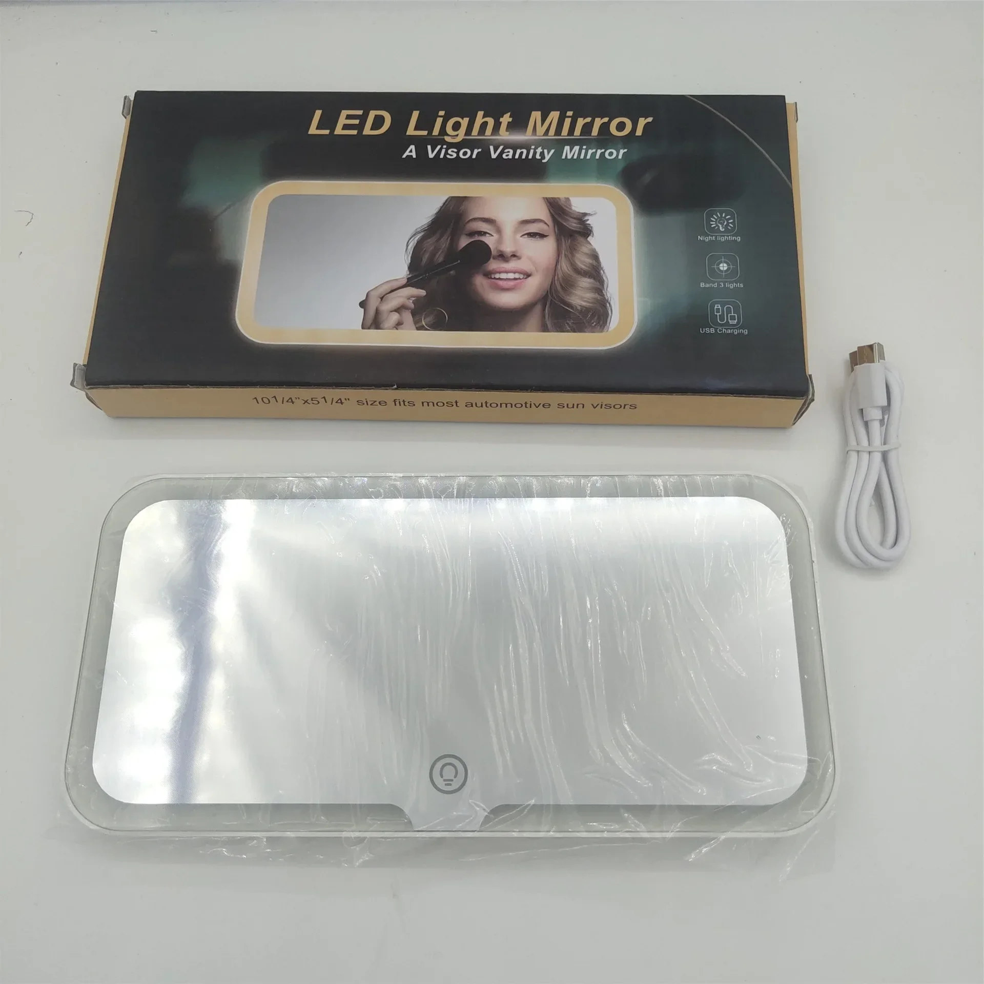 Car Sun Visor Vanity Mirror 3 Light Modes Rechargeable Car Makeup Mirror Touch Control Light Up Universal