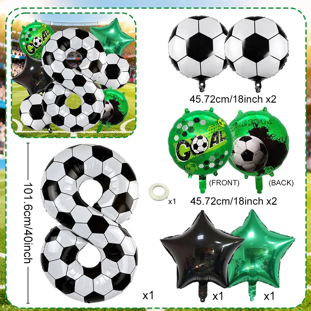 Enhanced Football Theme Birthday Party Digital Balloons, Numbered 0-9,