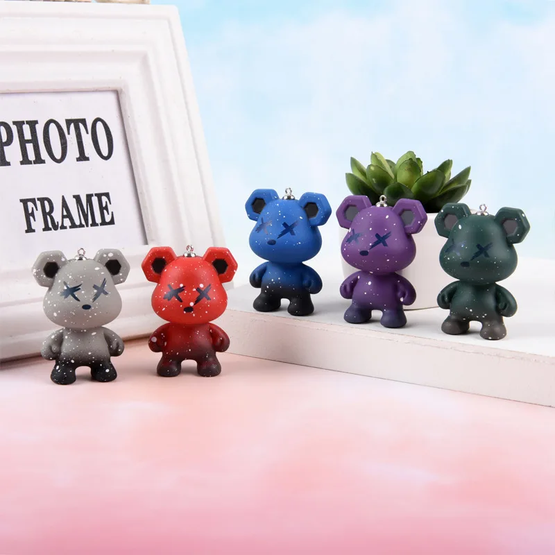 

Cartoon resin chameleon bear keychain cute car keychain couple bag trendy fashion pendant