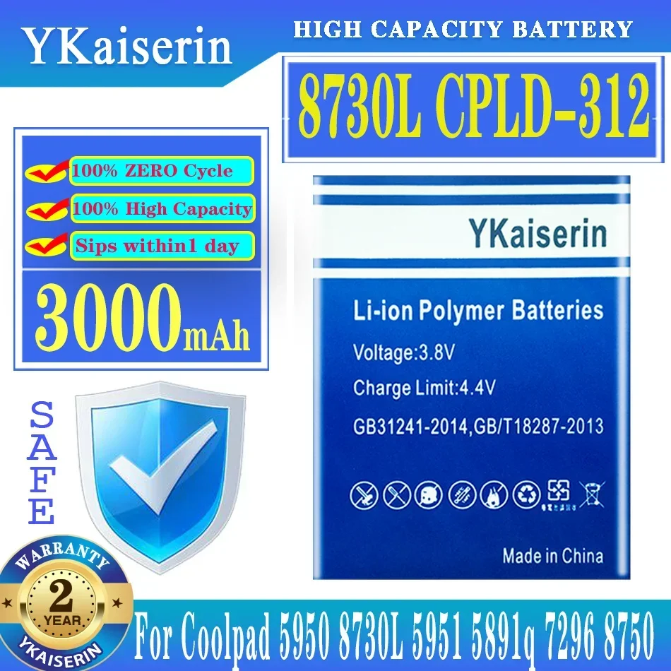 

YKaiserin Battery CPLD312 CPLD 312 3000mAh For Coolpad 5950 8730L 5951 5891q 7296 8750 CPLD-312 Mobile Phone Batteries