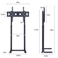 TV Floor Stand Tall TV Stand Height Adjustable TV Mount Free Standing TV Bracket for 32”-65” Flat Panel LED LCD Screens - Image 4