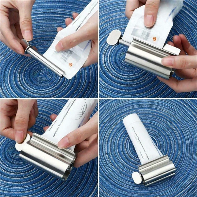 Bathroom Accessories Toothpaste Squeezer Tube Roller Stainless Steel Wringer Roller Rotate Dispenser for Ointments Cosmetics 2