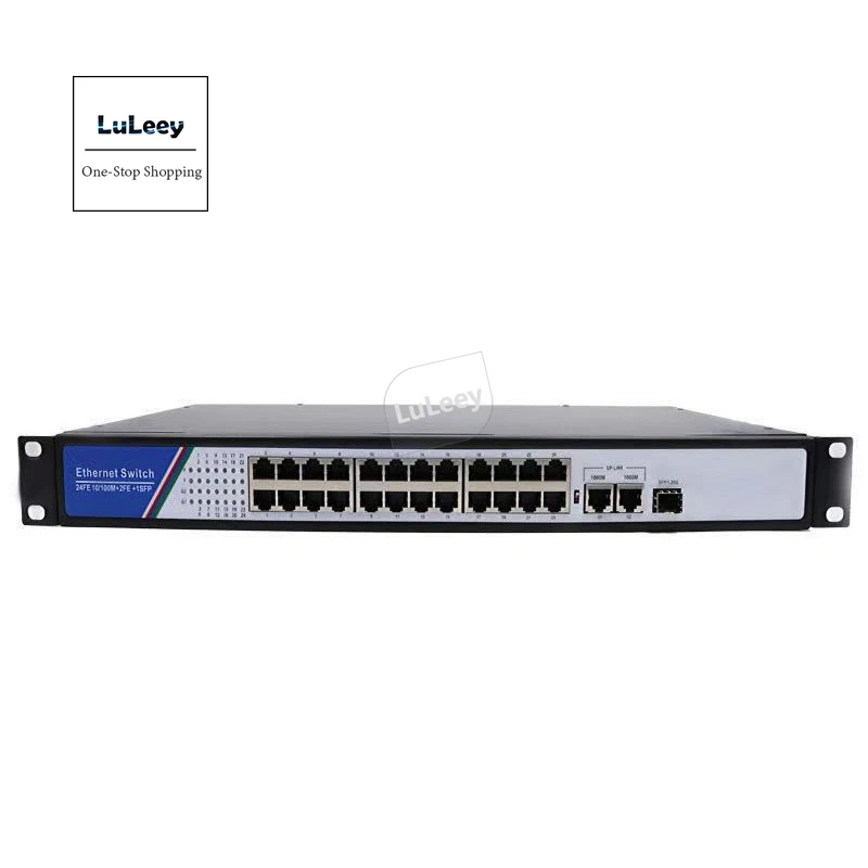 

100M 24 Port Poe Switch 2 Gigabit Uplink Ports 1 Optical Fiber Port 27 Port Gigabit Monitoring Switch Rack Type 350W