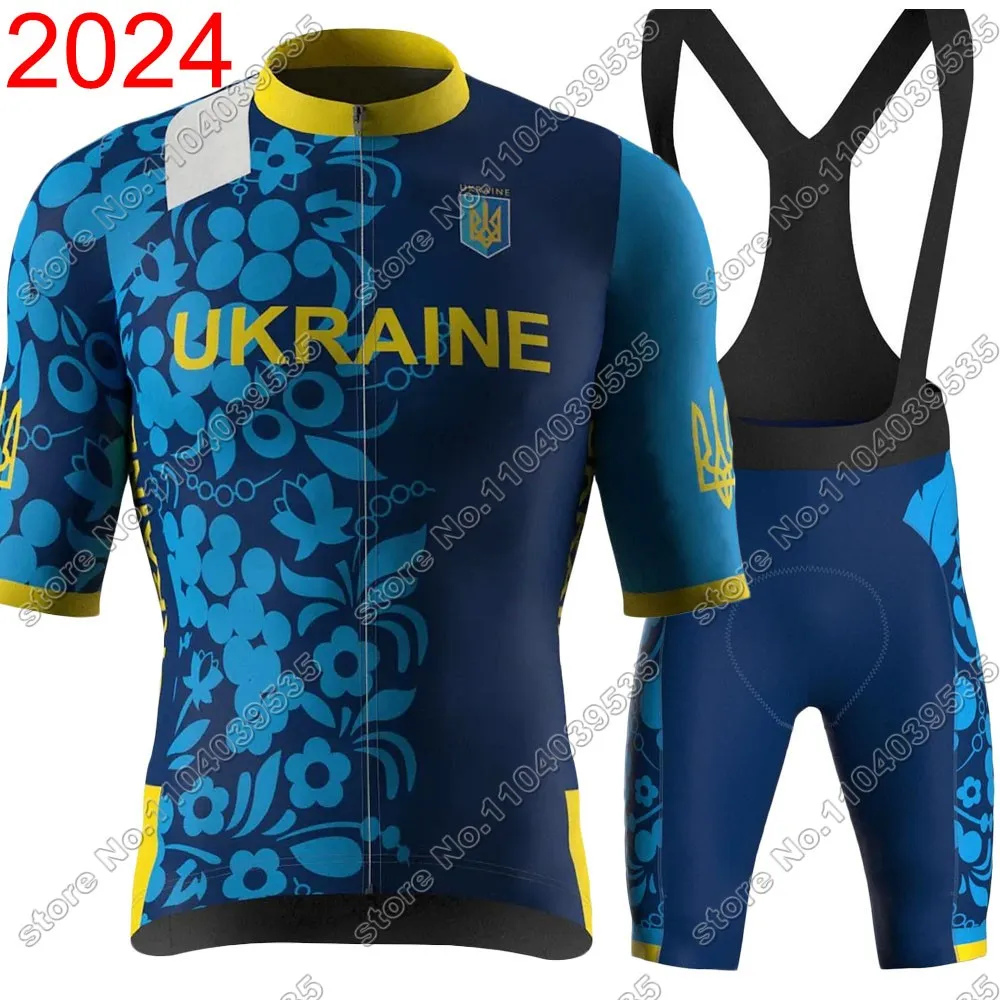 Cycling Jersey Set Road Bike Shirts Suit Bicycle Bib Shorts MTB Wear Ukraine National Team