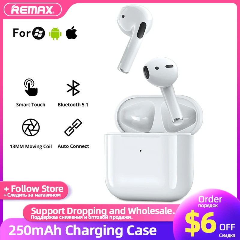 Remax TWS Wireless Earphones Bluetooth 5.1 Stereo Earbuds Case Noise Cancellation Ear Buds Handfree Headphone For iPhone Xiaomi
