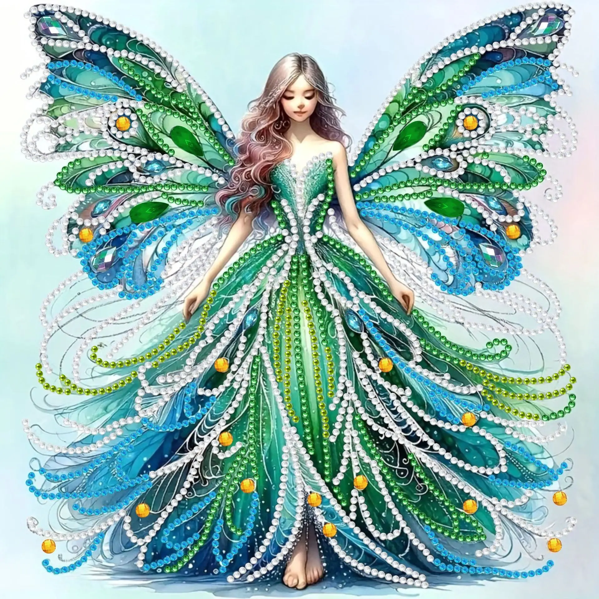 1pc  Fairy Girl Pattern Diamond Painting Kit, DIY 5D Special Shape Crystal Diamond Partial Diamond Painting Mosaic Making Craft