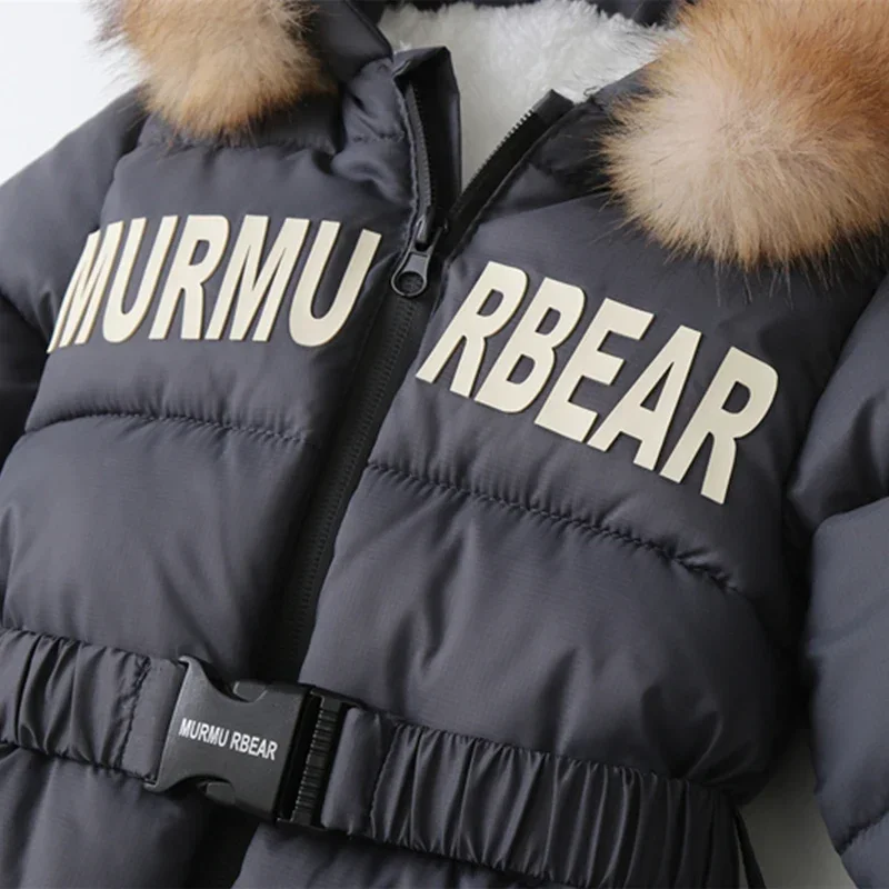 Newborn Baby Winter Girl Jumpsuit Thicken Baby Ski Suit With Gloves Belt Romper Warm Infant Snowsuit Children Clothing Set
